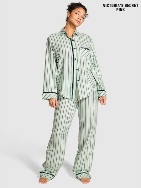 Victoria's Secret PINK Deep Forest Green Stripe Flannel Pyjamas Set (W63696) | €70