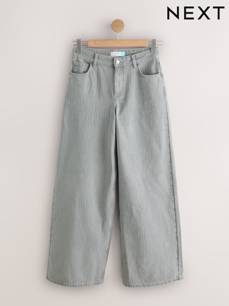 Grey Stripe High Rise Palazzo Wide Leg Jeans (W63765) | €58