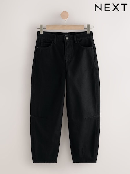 Schwarz - Barrel-Jeans mit Abnäher-Details (W63843) | 67 €