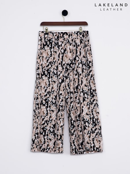 Lakeland Clothing Cream Tia Animal Print Wide Leg Culotte Trousers (W63861) | ‏151‏₪