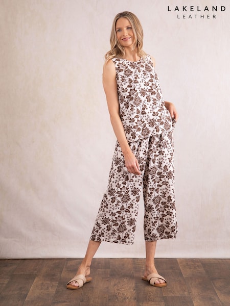 Lakeland Clothing Maxine Linen Blend Culotte Brown Trousers (W63867) | 57 €