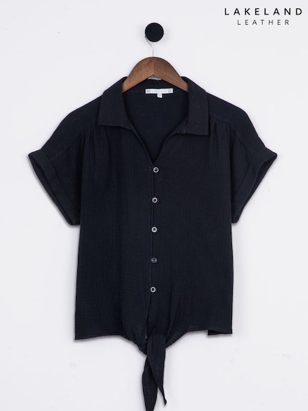 Lakeland Clothing Verity Tie Front Black Blouse (W63870) | AZN 75