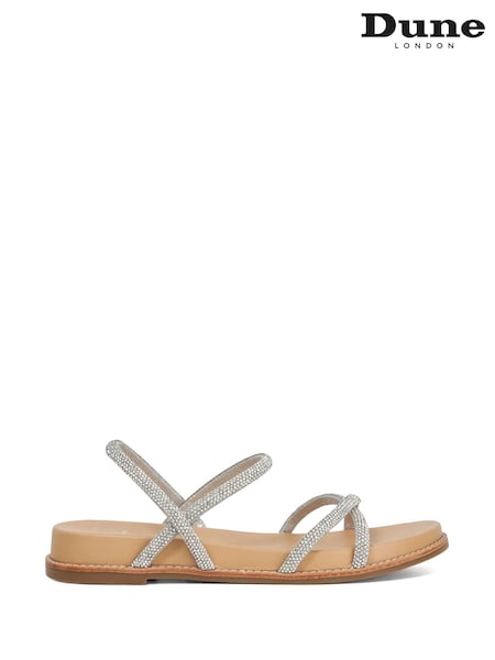 Dune London Silver Levia Diamonte Upper Strap Sandals (W63878) | €113