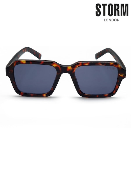 Brown - Regular Storm Plastic Angled Square Sunglass
