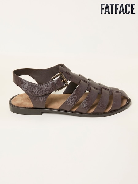 FatFace Paloma Chocolate Brown Leather Fisherman Sandal (W63937) | €78.50