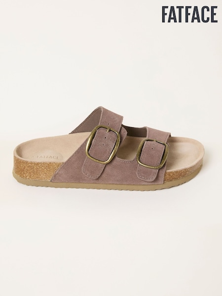 FatFace Meldon Mocha Brown Leather Footbed Sandal (W63941) | SGD 76