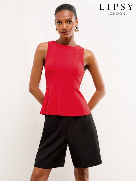 Vermelho - Lipsy Peplum Top (W64107) | R$ 315
