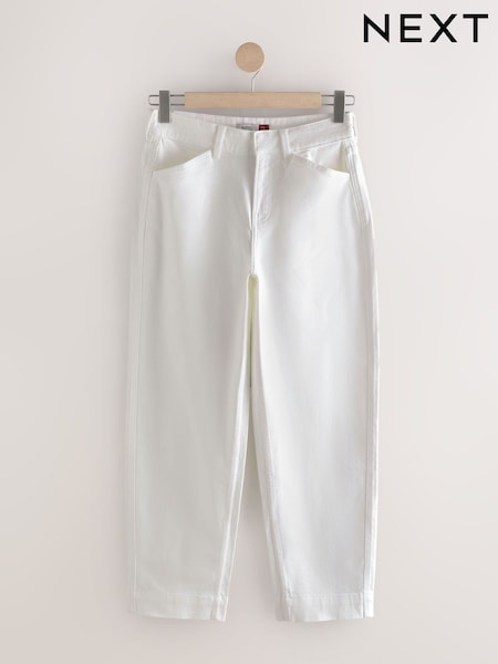 Ecru Wide Leg Barrel Denim Jeans (W64118) | €46