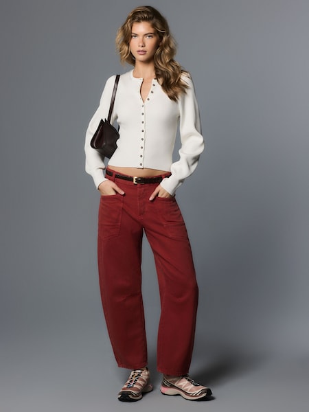 Rust Brown Double Pocket Barrel Jeans (W64136) | 198 QAR