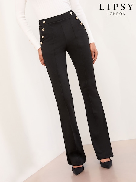 Lipsy Black Gold Button Detail Boot Leg Trousers (W64233) | €43.50