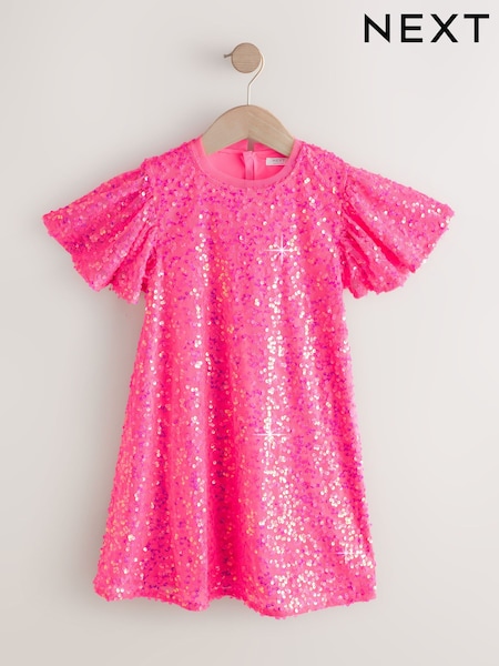 وردي زاه - Angel Sleeve Sequin Party Dress (3-16yrs) (W64295) | ‏114 ر.ق. - ‏145 ر.ق.