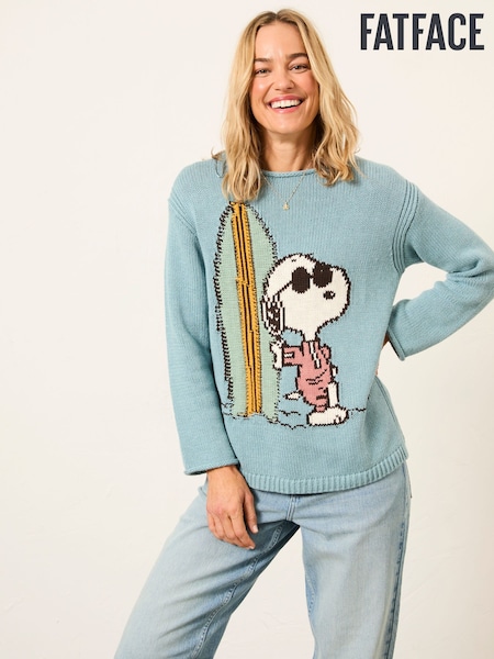 FatFace Light Blue Snoopy Knitted Jumper (W64320) | 322 QAR