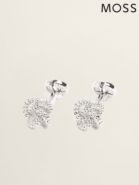 MOSS Grey Fancy Silver Tone Knot Cufflinks (W64474) | AED175