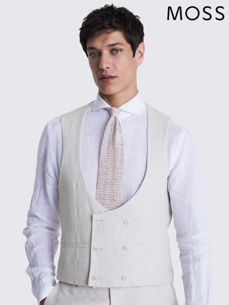 MOSS Slim Fit Puppytooth Linen Waistcoat (W64648) | R$ 985