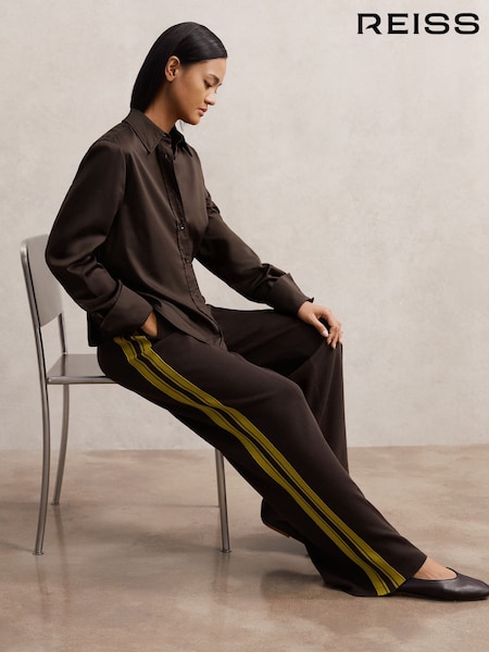 Reiss Berry Samson Petite Knitted Side-Stripe Wide-Leg Trousers (W64838) | €195