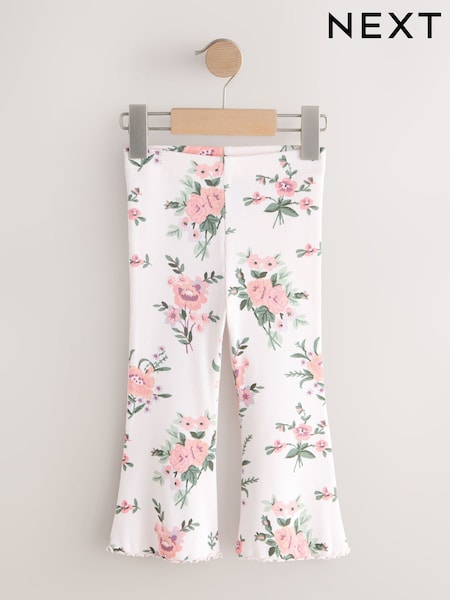 أبيض بيج فاتح زهور - Rib Flare Leggings (3mths-7yrs) (W64861) | ‏26 ر.ق. - ‏36 ر.ق.