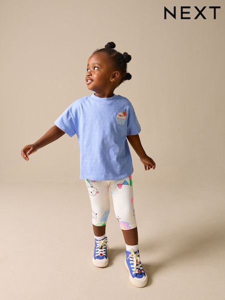 بيج فاتح وأبيض تصميم رسومات طفولية - Cropped Leggings (3mths-7yrs) (W64866) | ‏15 د.إ.‏ - ‏ 25‏ د.إ.