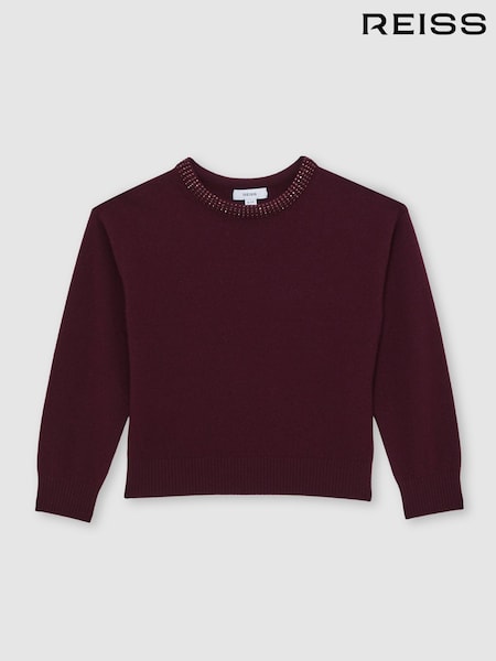 Reiss Berry Elizabeth Wool-Blend Crystal-Neckline Jumper With Cashmere (W64887) | €65