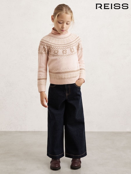 Reiss Pink Farah Wool-Cotton Blend Fair Isle Pattern Jumper (W64900) | €55