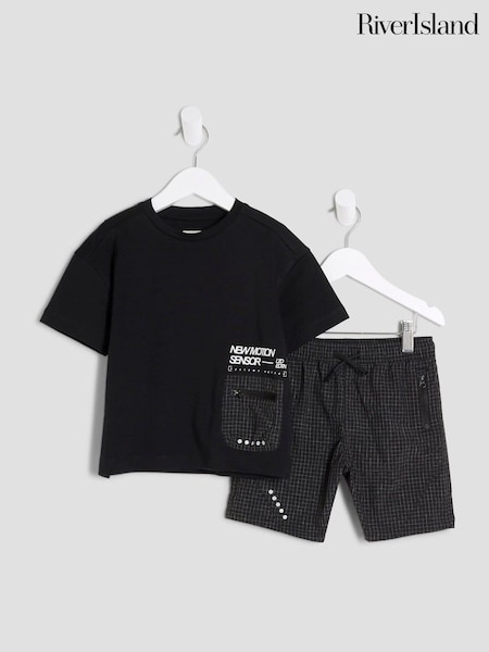 River Island Black Boys Mesh Pocket T-Shirt Set (W64924) | €29