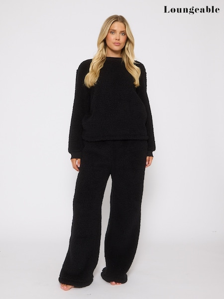Loungeable Black Borg Jumper & Wide Leg Trousers Lounge Set (W64949) | €45