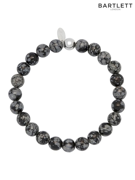 Bartlett Tone Mens Obsidian Beaded Bracelet (W65040) | €33