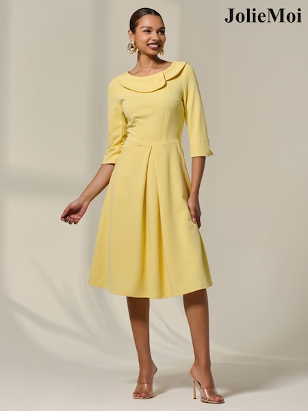 Jolie Moi Yellow Sloan 3/4 Sleeve Midi Dress (W65053) | € 117