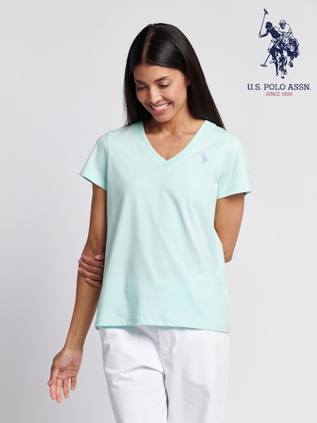 U.S. Polo Assn. Blue Womens Regular Fit V-Neck T-Shirt (W65062) | AZN 63