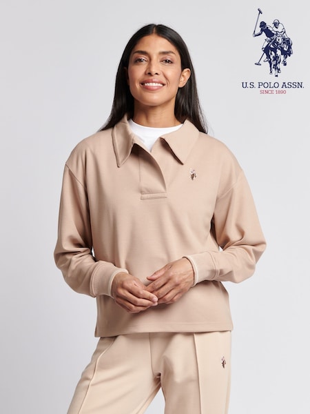 U.S. Polo Assn Natural Womens Collared Stripe Sweatshirt (W65066) | €83
