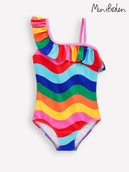 Boden Pink Lila One Shoulder Rainbow Swimsuit (W65151) | ₪136 - ₪161