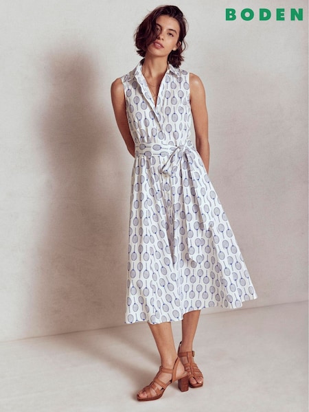 Boden Cream Amy Sleeveless Tennis Shirt Dress (W65152) | €178