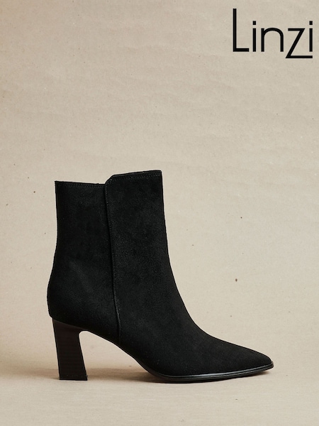 Linzi Black Thorn Stacked Block Heel Ankle Boots (W65156) | €58