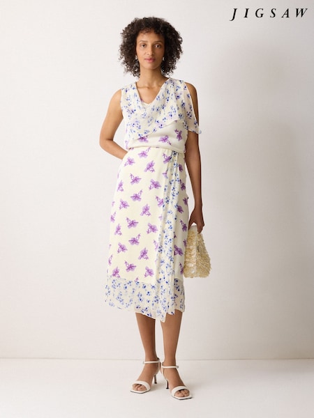 Jigsaw Purple Lily Silk Trim Drape Top (W65166) | €159