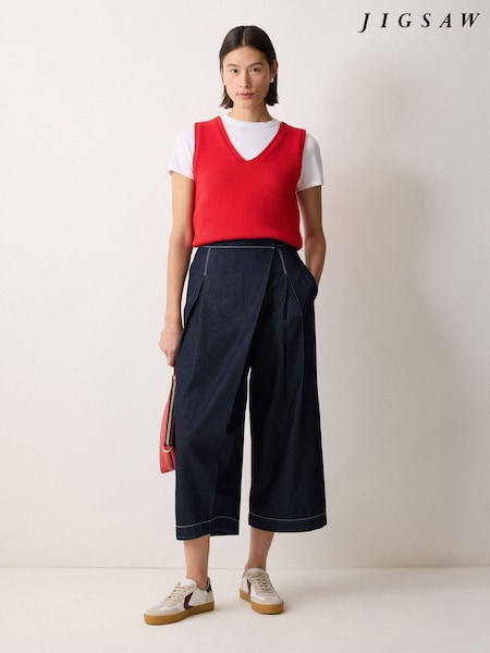 Jigsaw Blue Denim Wrap Front Trousers (W65181) | €165