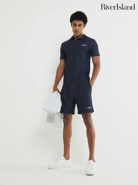 River Island Blue Regular Fit Stripe Shorts (W65191) | €40