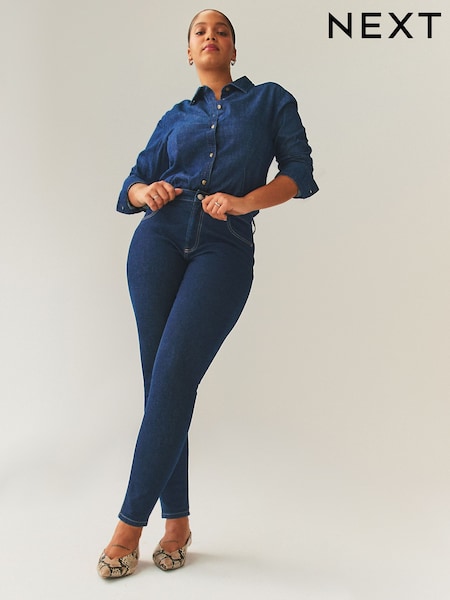 Rinse Blue Hourglass Mid Rise Skinny Jeans (W65316) | 132 QAR