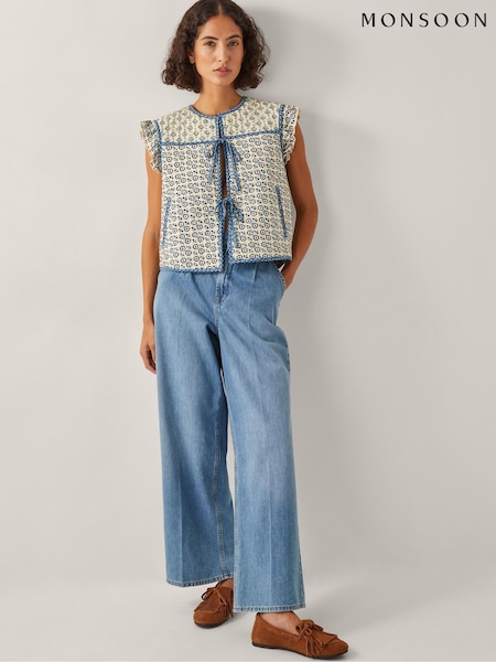 Monsoon Natural Judy Geometric Quilted Waistcoat (W65324) | AZN 173