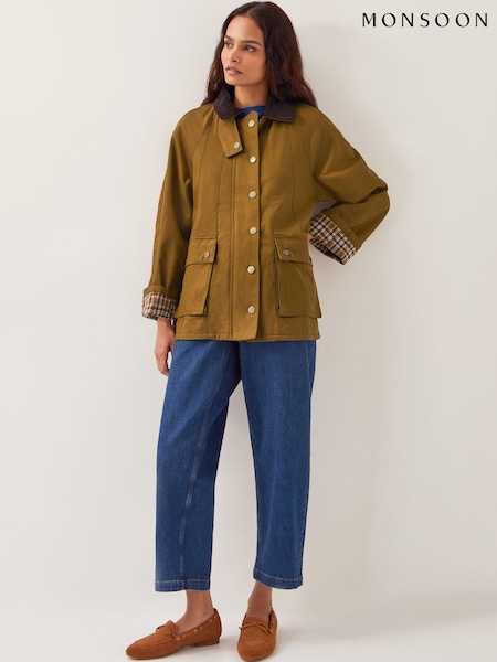 Monsoon Khaki Rosie Corduroy Collar Barn Jacket (W65326) | R$ 980