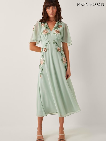 Monsoon Cora Embellished Floral Print Midi Dress (W65334) | €212