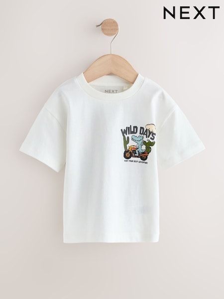 White Dinosaur Oversized - Short Sleeve Back Print T-Shirt (3mths-7yrs) (W65344) | ‏31 ر.ق. - ‏42 ر.ق.