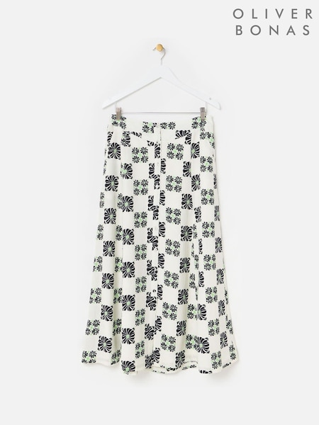 Oliver Bonas Floral Print Tile Midi Skirt (W65353) | ‏342‏₪