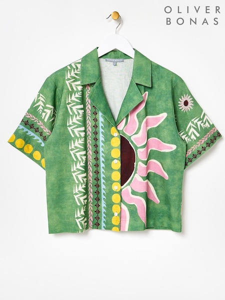 Oliver Bonas Green Sun Print Short Sleeve Shirt (W65359) | €83