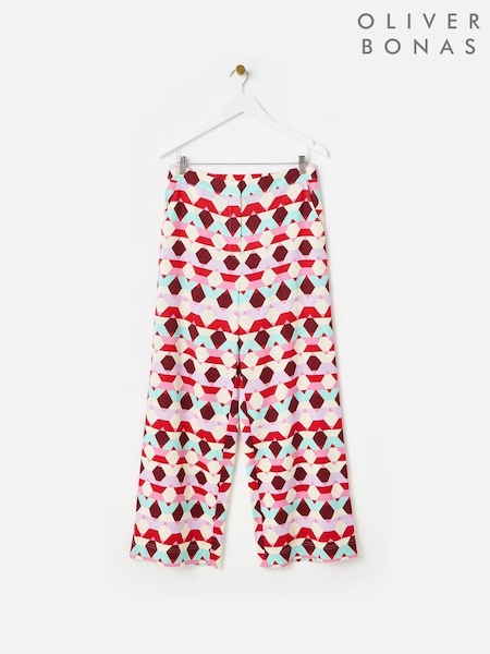 Oliver Bonas Red Geometric Wide Leg Trousers (W65372) | R$ 670