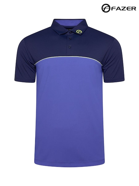 Fazer Mens Blue Hayrose Colour Block Golf Polo Shirt (W65447) | €37