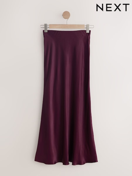 Burgundy Satin Midi Skirt (W65583) | 151 QAR