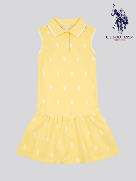 U.S. Polo Assn. Yellow Girls Double Horsemen Print Polo Dress (W65613) | €58 - €62