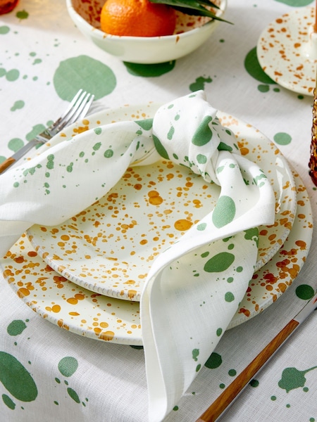 Hot Pottery Set of 4 Pistachio Splatter Linen Napkins (W65665) | R$ 475