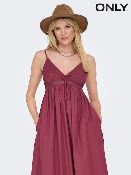 ONLY Red Bow Detail Lace Insert Sleeveless Maxi Dress (W65673) | €74