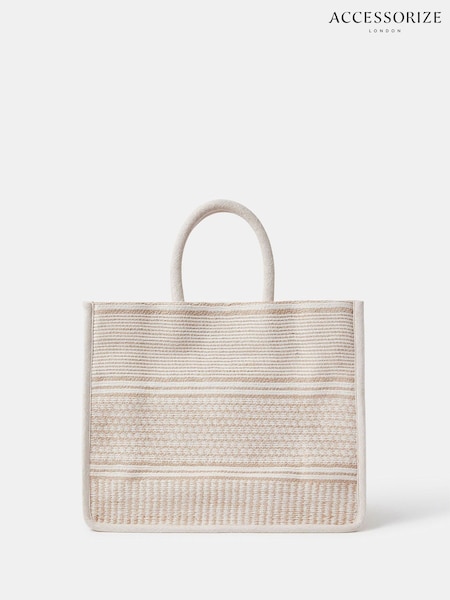 Accessorize Natural Woven Book Tote Bag (W65675) | 248 QAR