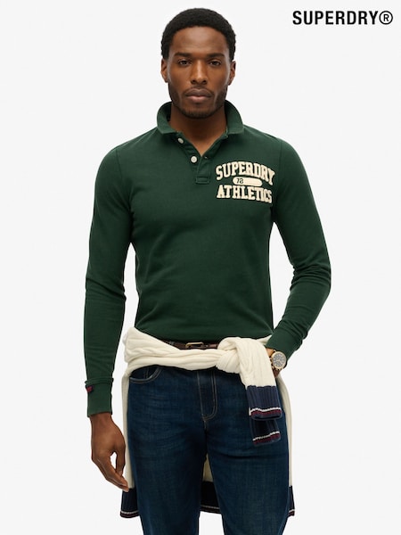Superdry Vintage Athletic Long Sleeve Polo Shirt (W65712) | R$ 445